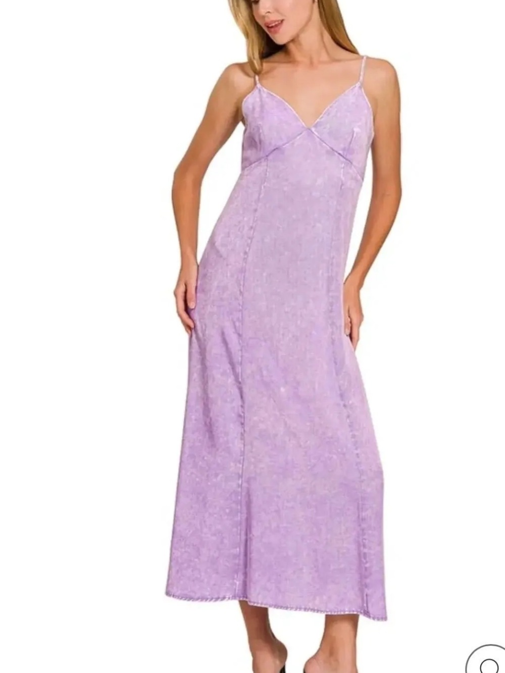 Lilac Tencel Slip Maxi Dress with Adjustable Spaghetti Straps